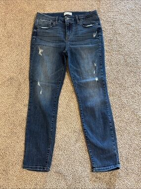 Women's Dark Blue Distressed Skinny Jeans